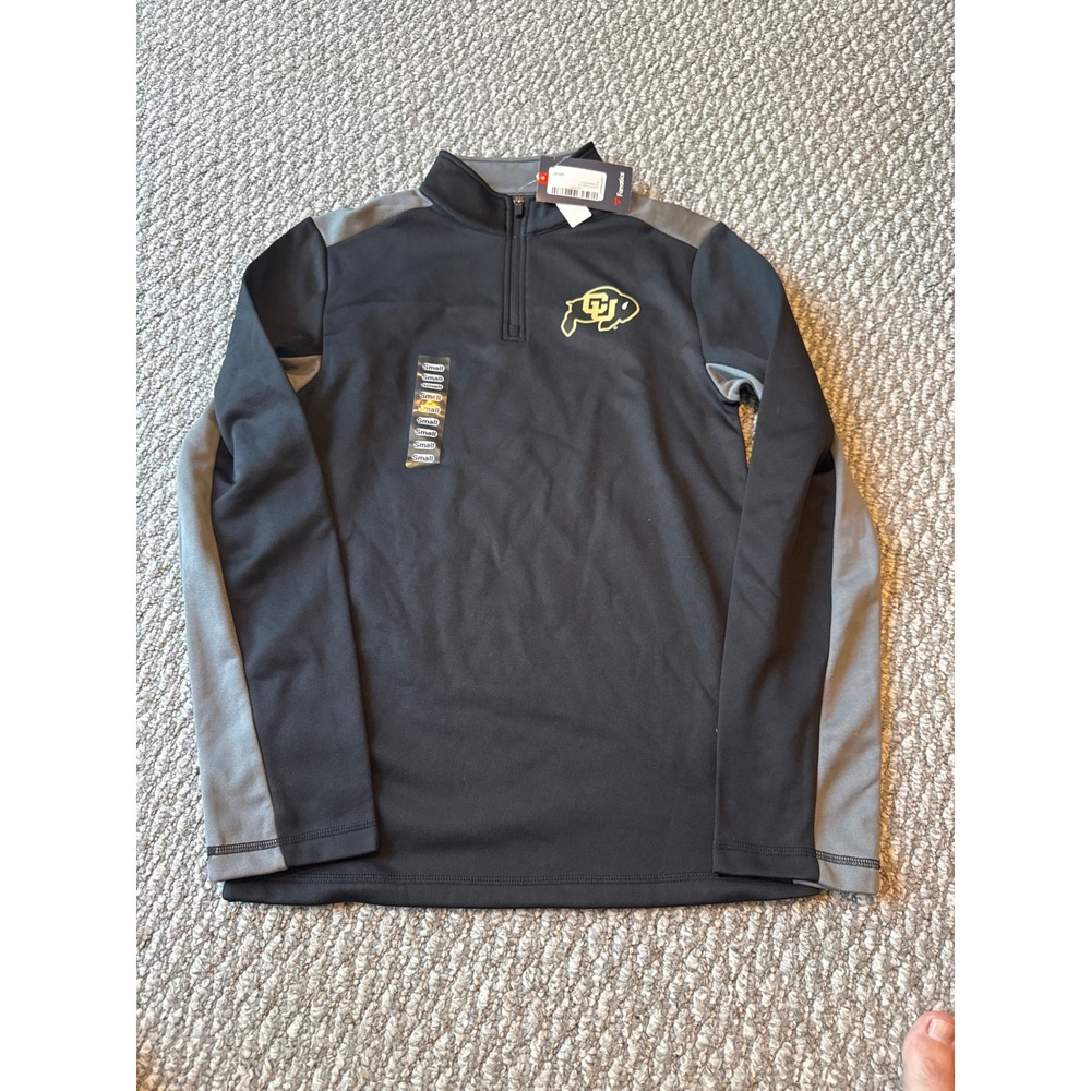 Fanatics Colorado Buffaloes Mens Small Quarter Zip Pullover Black Grey CU Buffs